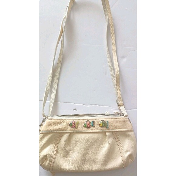 BRIGHTON Crossbody Leather Shoulder Bag Beige Fish Sea Coastal Mini Bag Vintage - Picture 2 of 10